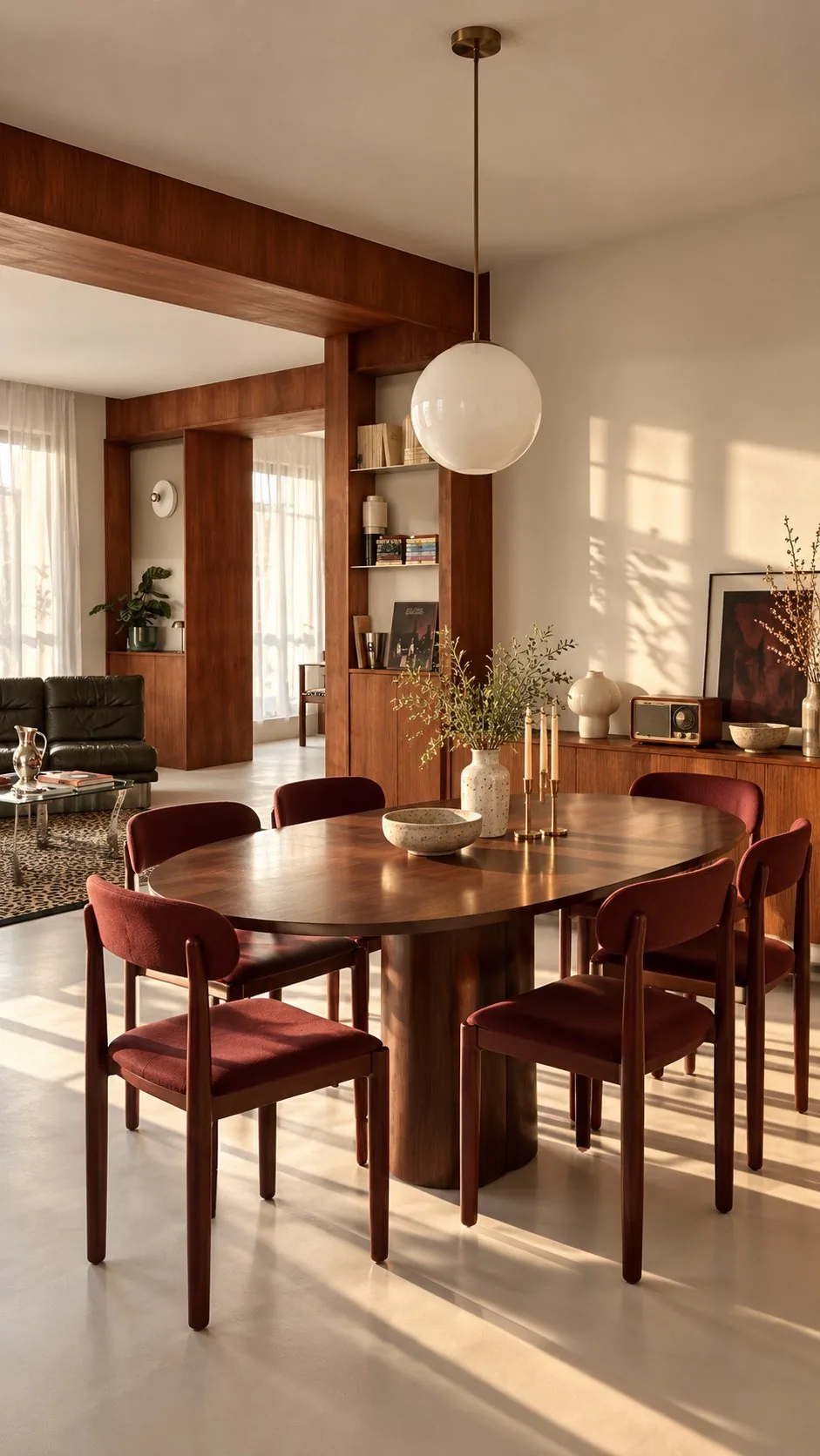 Esszimmer mit runder Lampe