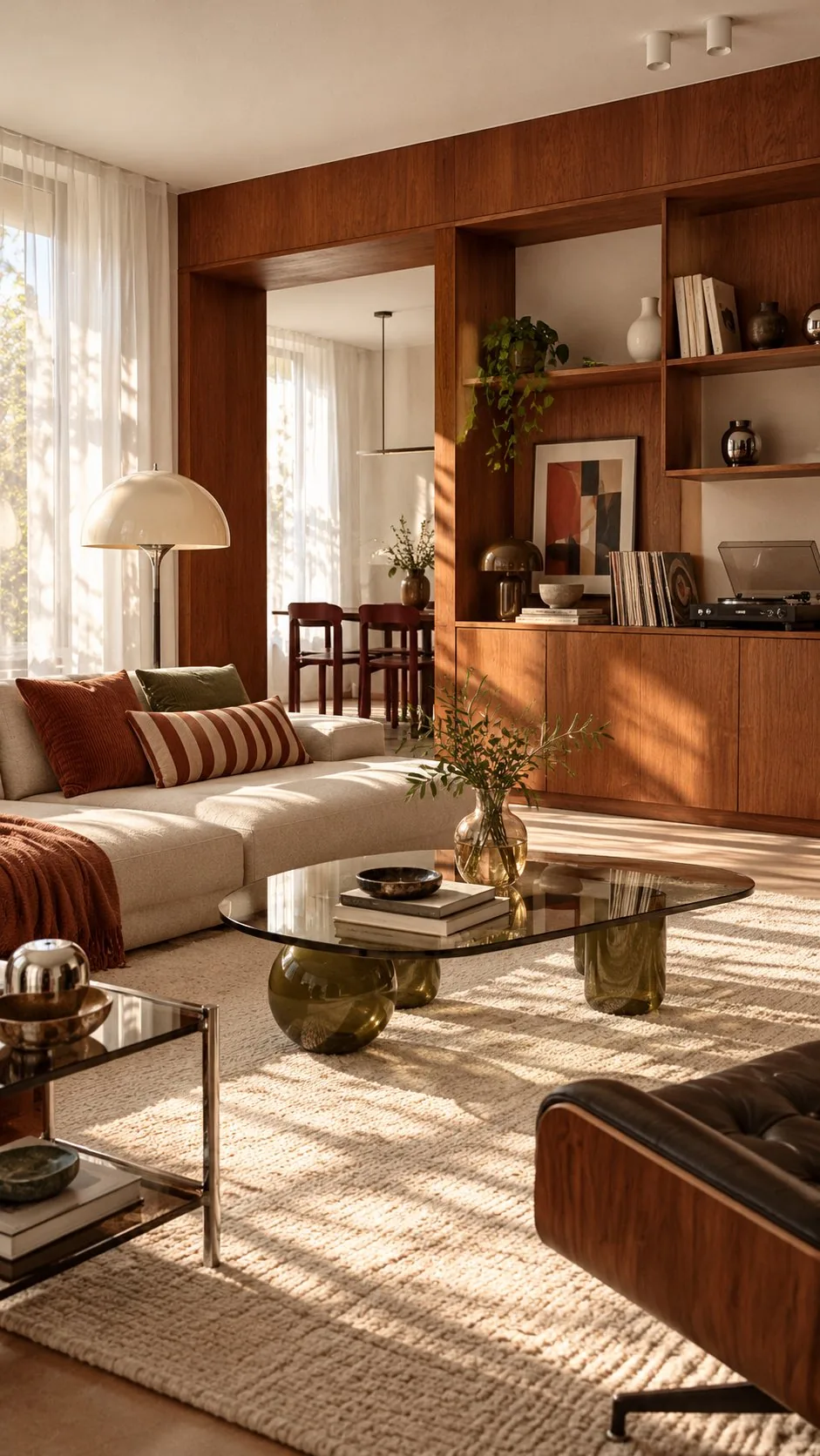 Wohnzimmer mit Sofa im Abendlicht